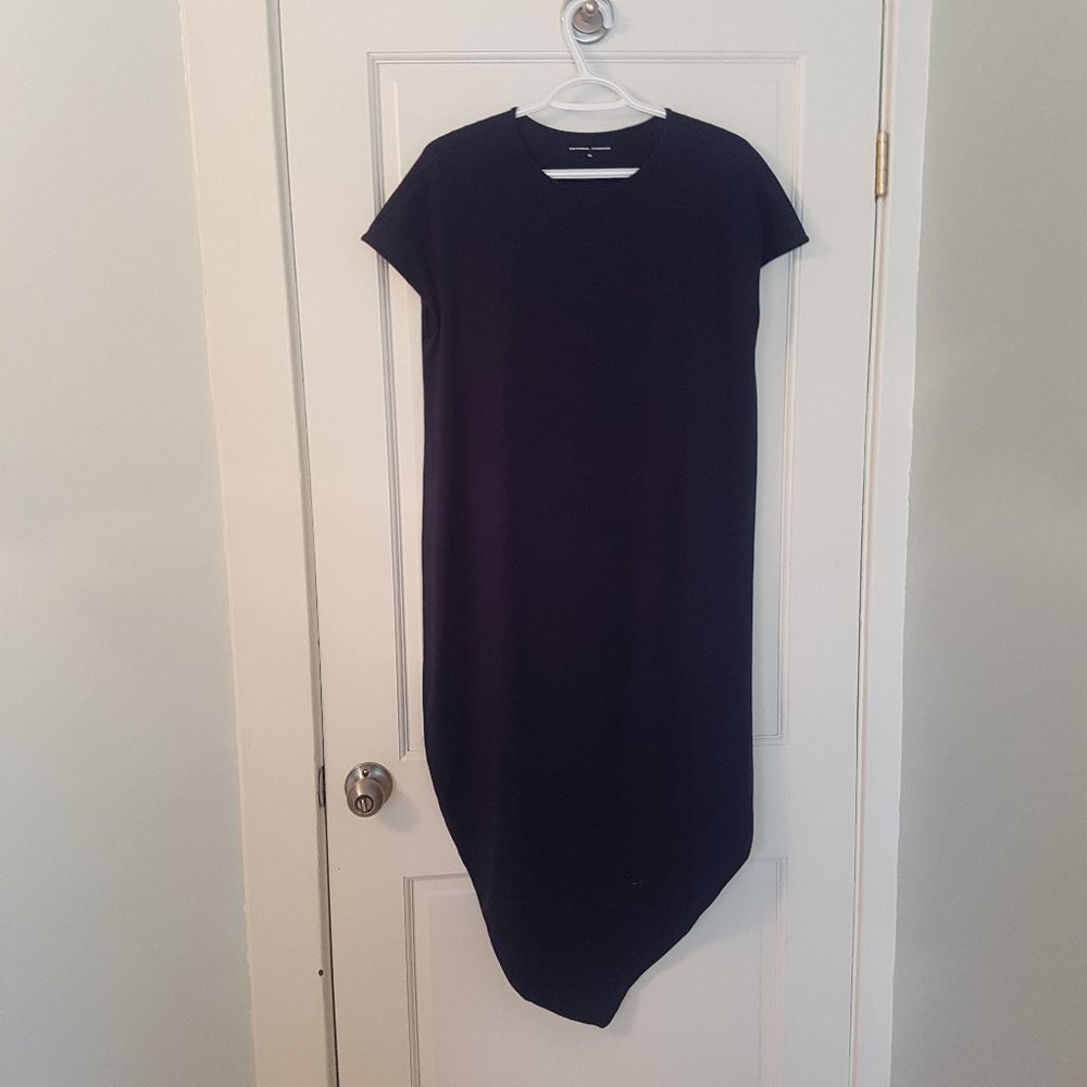 Universal Standard Navy Short-Sleeve Asymmetric Hem Dress